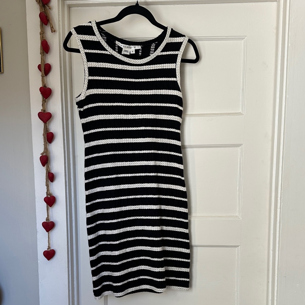 Max Studio Black and White Striped Midi Dress